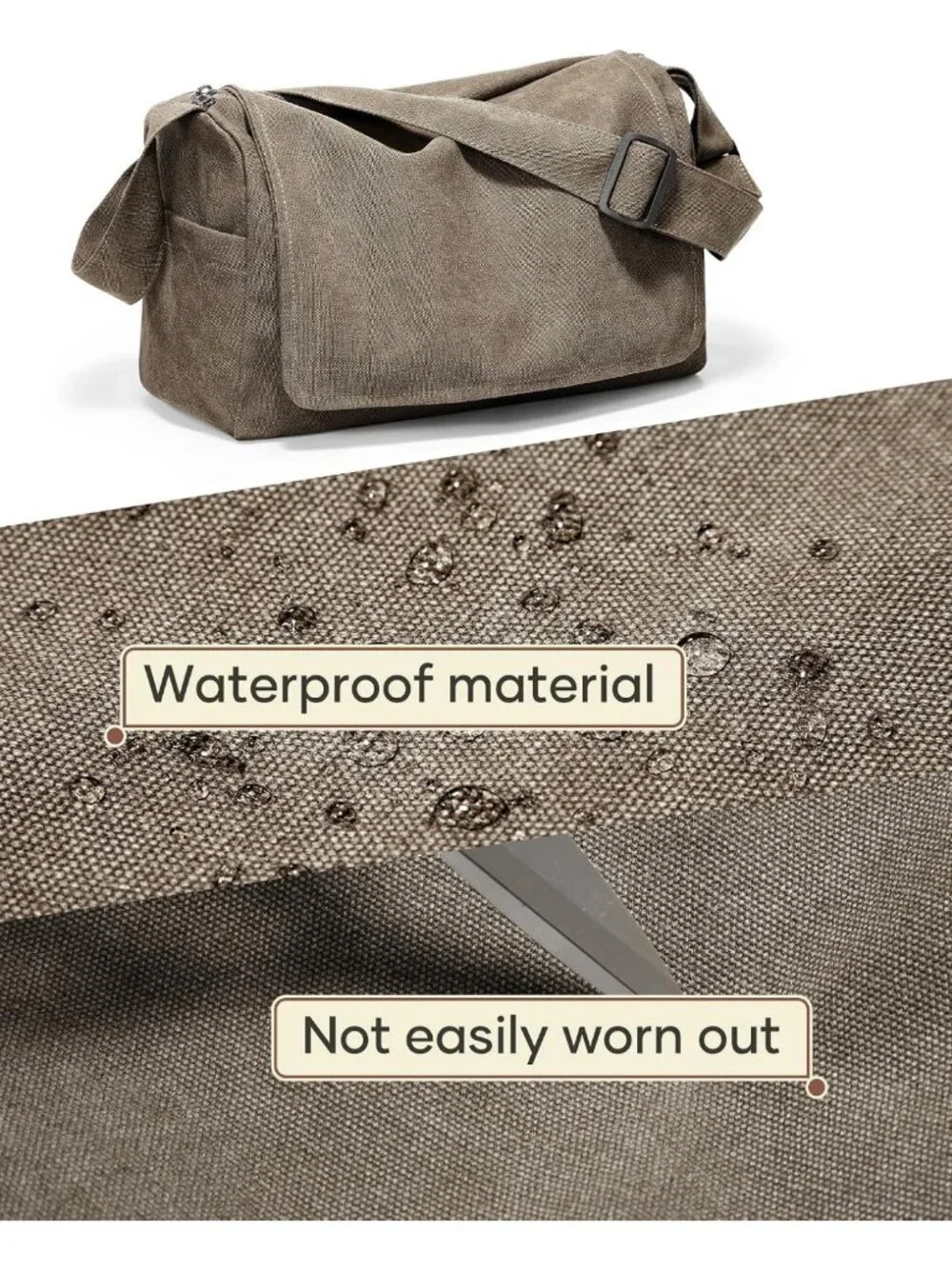 Stylish Water-Resistant Messenger Bag, Unisex Crossbody Canvas Shoulder Bag